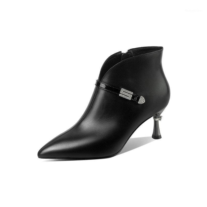 

Fashion Sweet Pearl Decoration Ladies Ankle Boots Pointed Toe Back Zipper High Heels Pumps Night Club Shoes Woman1, Niupi