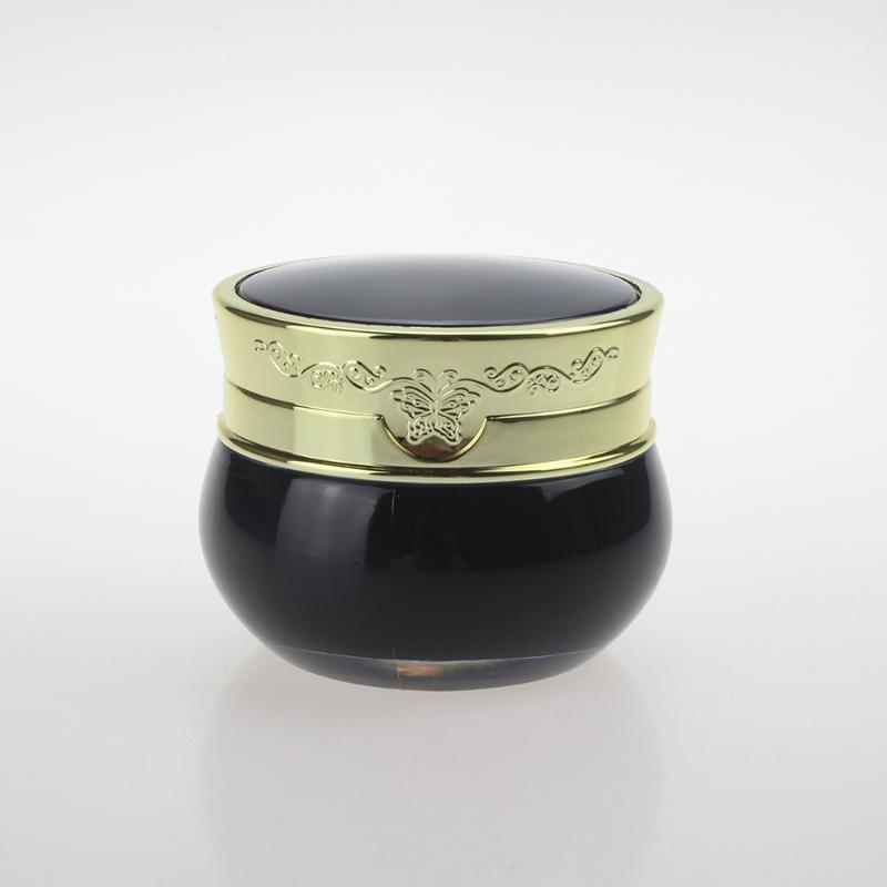 

Plastic 50g Jar Cosmetic,Black Cream Acrylic Container with Gold Cap1
