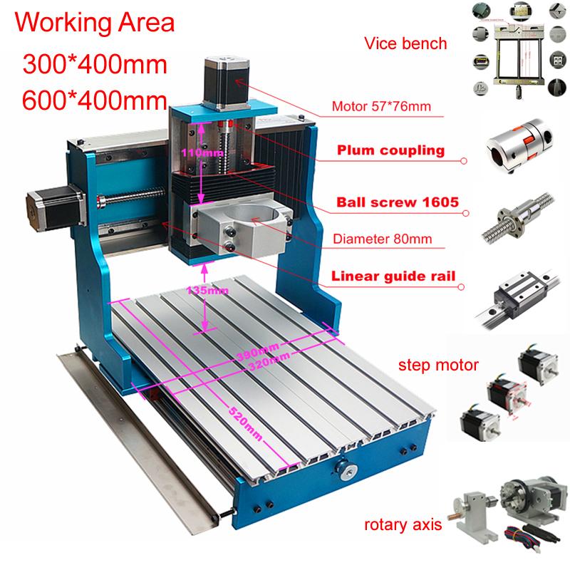 

Machining CNC 3040 Frame Linear Guideway Rail 6040 Wood Router Engraver Metal Engraving PCB Milling Machine Kit With Step Motor