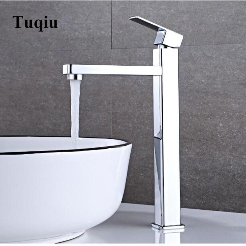 

Chrome Square Bathroom Faucet Brass Bathroom Basin Faucet Single cold Water Mixer Sink Tap Single Handle Deck Mounted