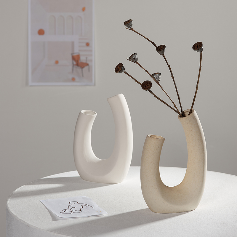 

Ins Nordic dry flower vase white ceramic home furnishing flower arrangement hydroponic B & B Cafe studio