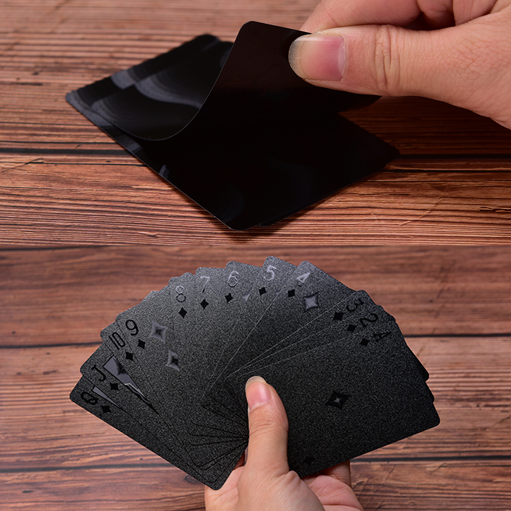 

New Waterproof Black Playing Cards Collection Black Diamond Poker Cards Creative Gift Standard Playing Cards
