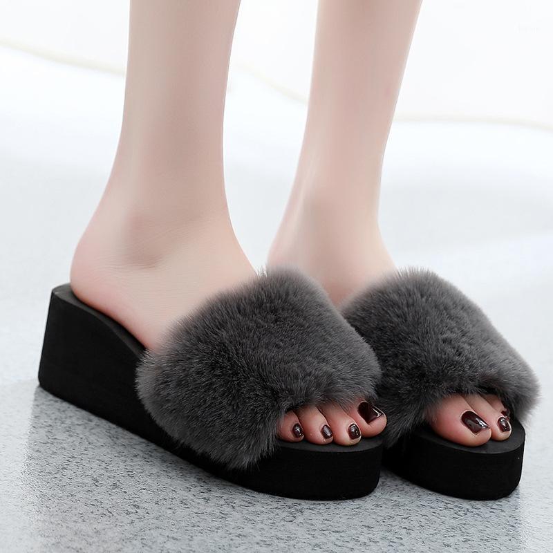 

Slippers Casual Women's Shoes With Platform Lady On A Wedge Low Pantofle Slides Luxury Soft Girl 2020 Hoof Heels Fashion Fabric1