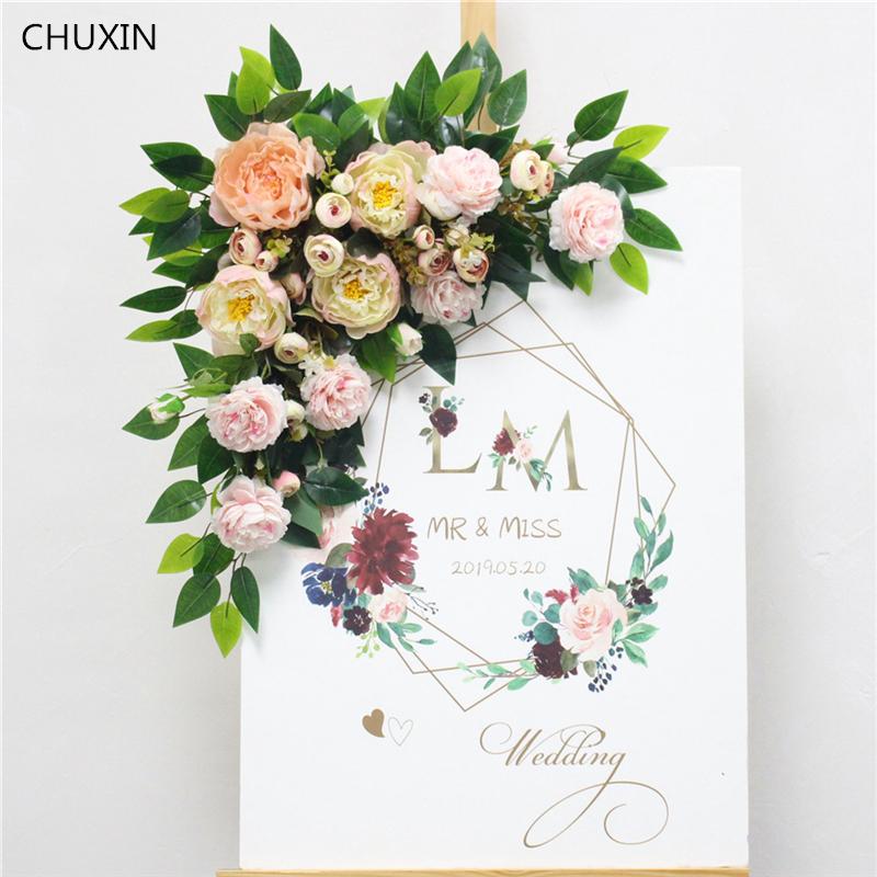 

Wedding artificial flower water card road sign decoration home DIY living room decoration wall hanging garland Christmas gift, D1