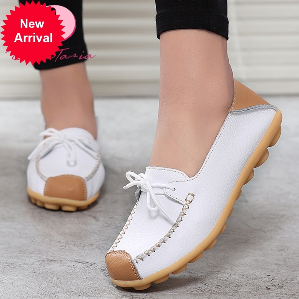 

2021 The New Karinlun's New Fashion Ladies Split Leather Moccasins Shallow Toe Divide Colors Mixed Women's Apartments X3hv, Red.