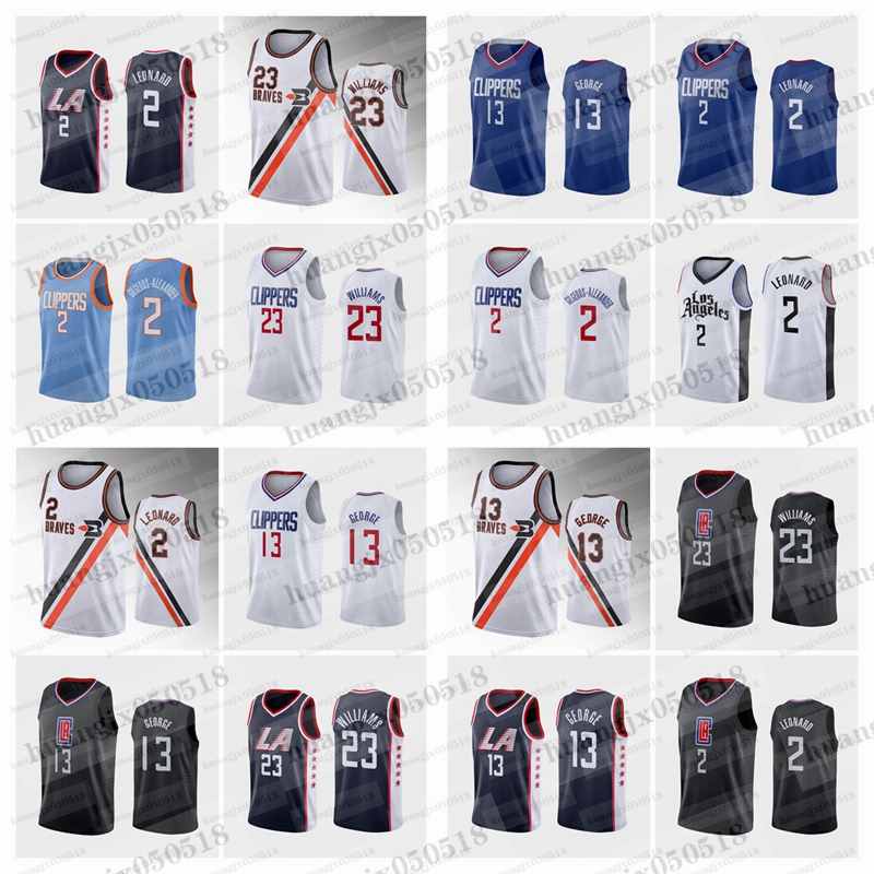 

2020 Men sports Paul George Kawhi Leonard Lou Williams Navy City Basketball Jersey