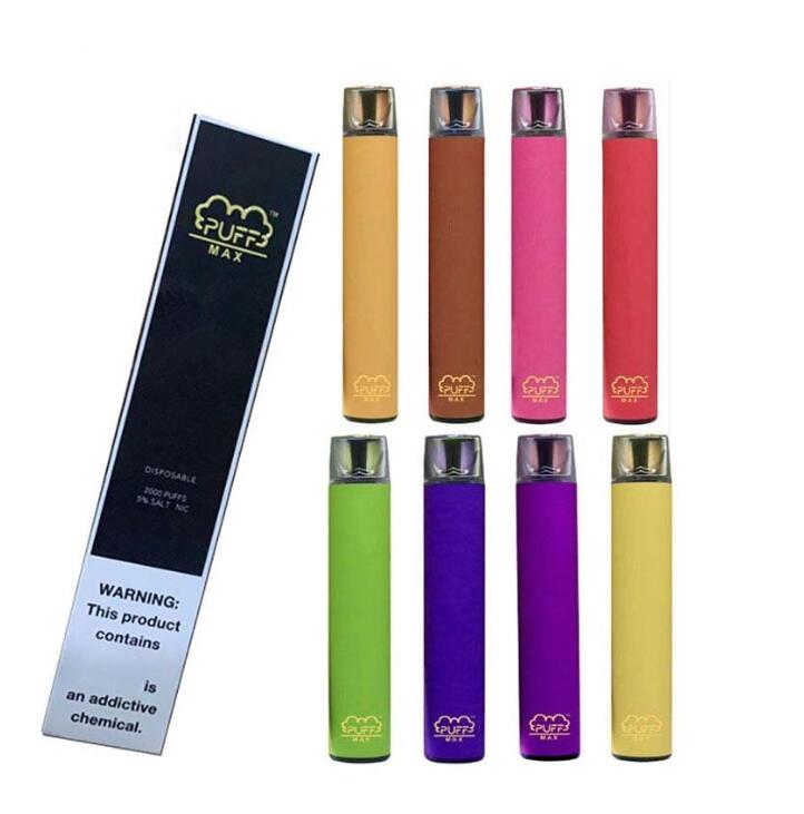 

Puff Max Disposable Vape Device Built in 1200mah Battery Prefilled 8.5ml Cartridge Pods 2000 Puffs All-In-One Vape Pen 8 Colors dhl shipping