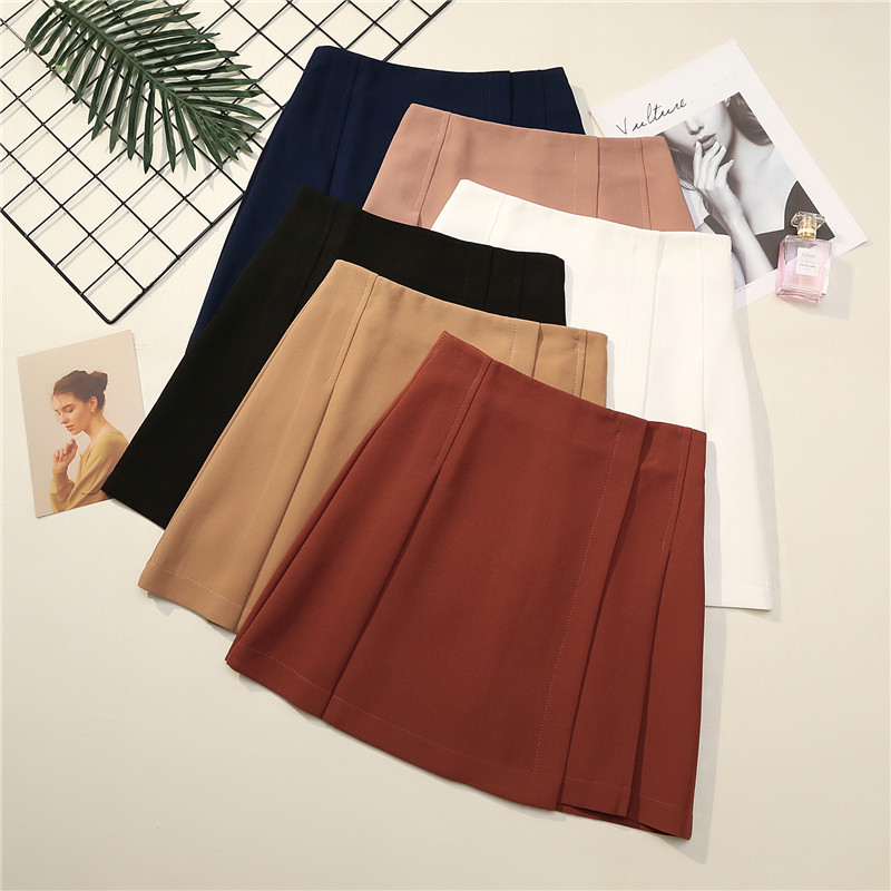 

2021 New Women High Waist Cosplay Pleated Winter Autumn Solid a Line Sailor Ol Japanese School Office Mini Skirts 01rt, Black