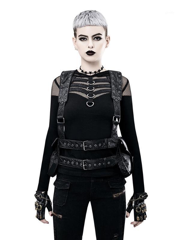 

Steampunk women's shoulder vest accessory bag rock style waist pack1, Black