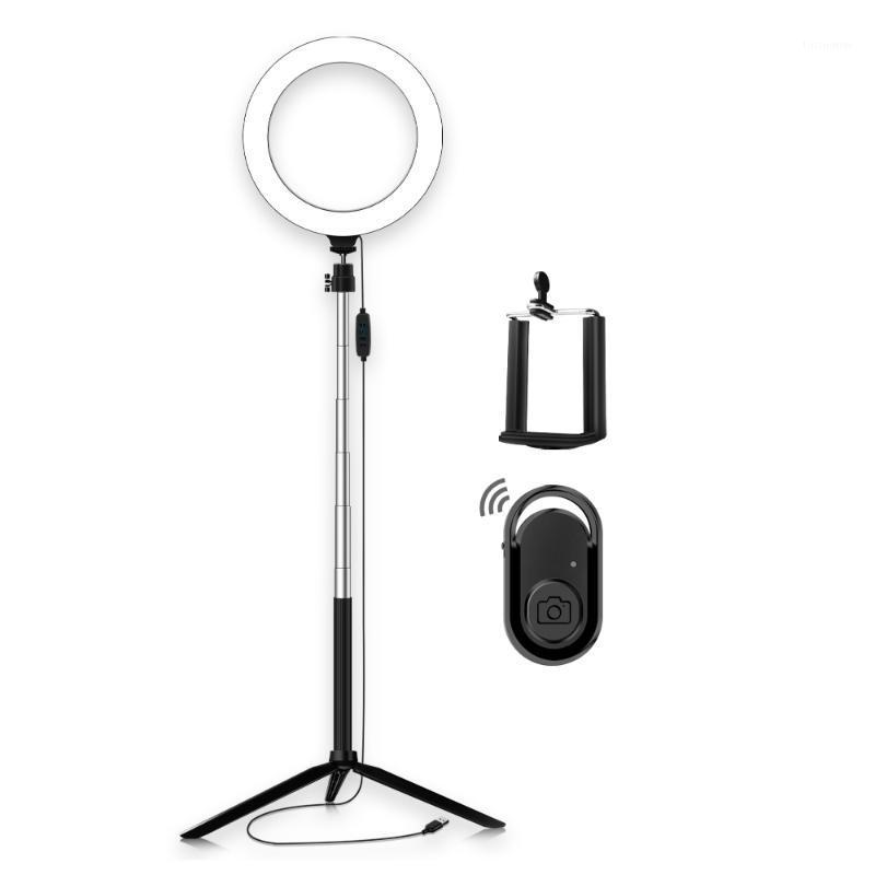 

Portable 20cm/8 Inch Diammable 3200K-5500K Bi-Color Ring Lamp studio Video Selfie LED Light with Tabletop Tripod Selfie Stick1