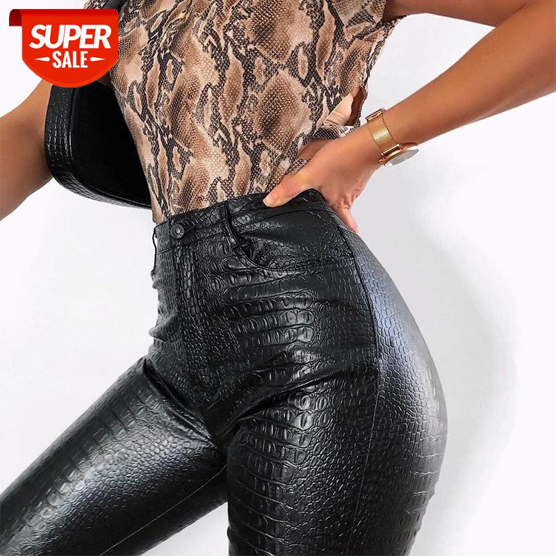 

NORMOV PU Women Leggings Sexy High Waist Black Push Up Fake Leather Ankle Length Leggings Skinny Solid Female #xV3H, Black;white