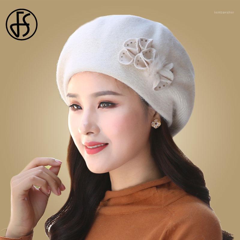 

Berets FS Fur Beanies Winter Hats For Women Bonnet Femme Hiver 2021 Thick Warm Skullies Ladies Female Knitted Wool Caps Black1, Black