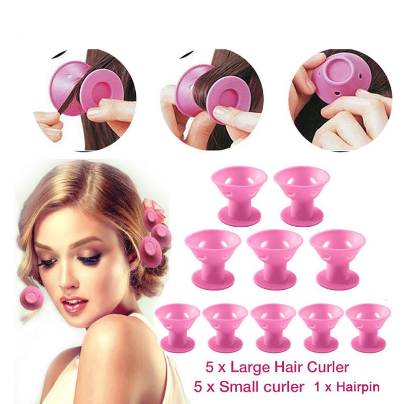

11pcs/set Hair Care Rollers for Curlers No Heat No Clip Soft Rubber Silicone Hair Curler Twist Styling DIY Tool