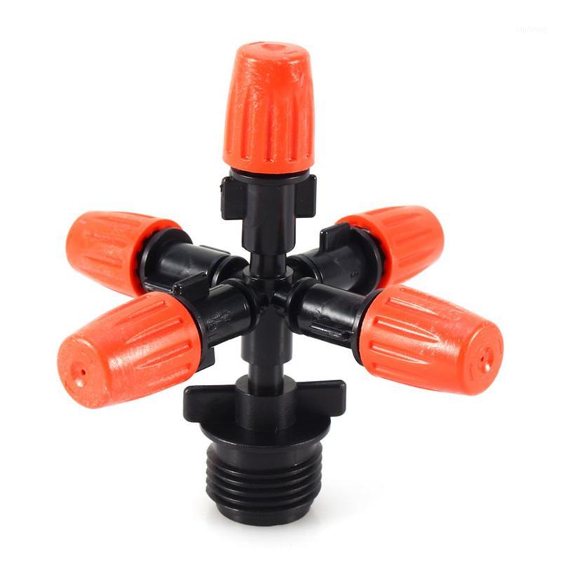 

1/2" Orange Five Outlet Adjustable Atomizing Sprinklers Long Service Life Garden Micro Watering Irrigation Spray Nozzle1, As pic