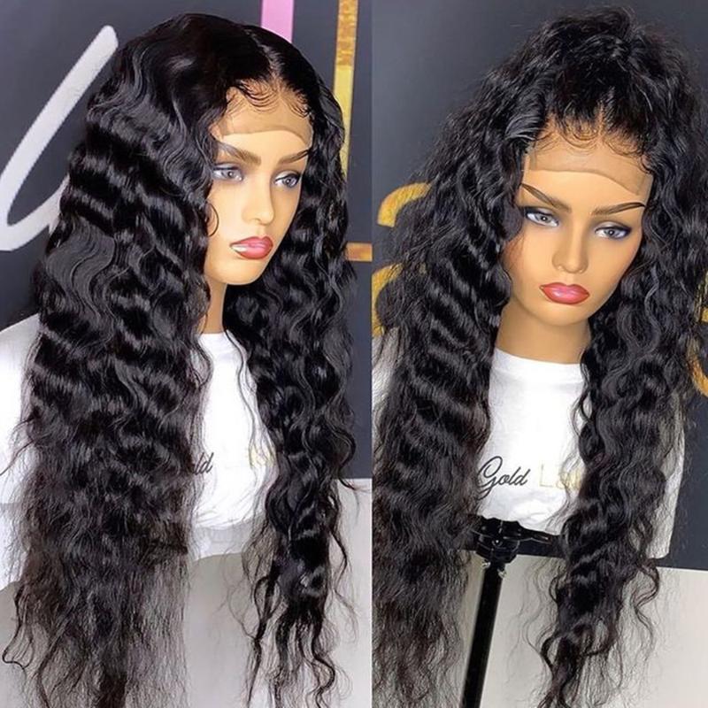 

Royal Hair Deep Curly Wave Wigs Front Wigs 180 Density Lace Front Human Hair 4x4 Deep Wave Lace Closure Frontal Wig, Lace closure wig