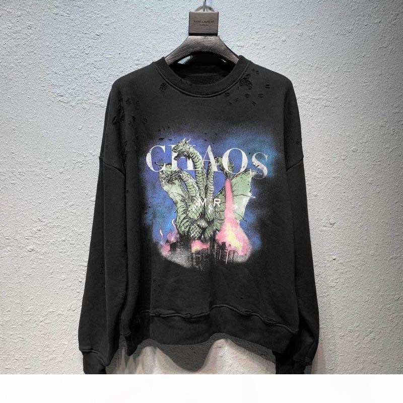 

Mens Hoodie High Quality Monster Printed Hip Hop Hole Hoodie Fashion Men Women Stylist Sweatshirt Black S-XL