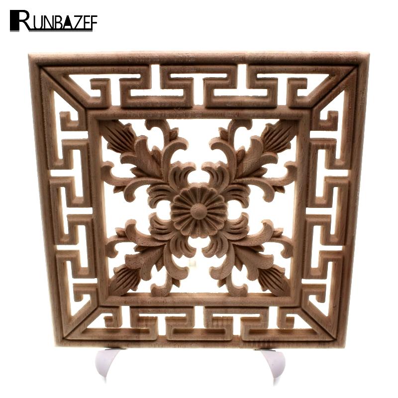 

RUNBAZEF Arrival Vintage Unpainted Wood Carved Decal Corner Onlay Applique Frame Home Furniture Wall Cabinet Door Decor Crafts