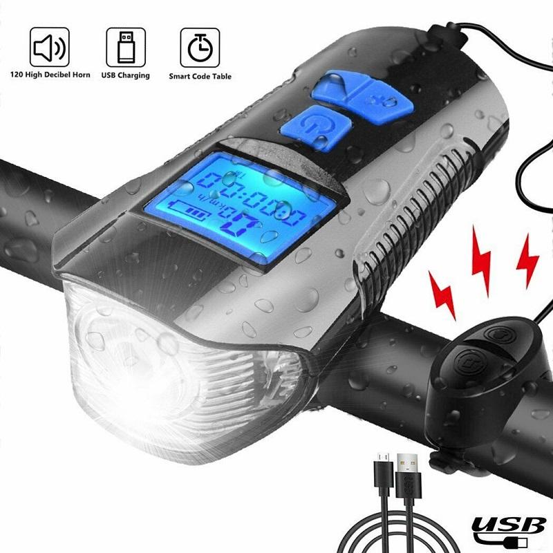 

Bike Lights Bicycle Headlight Bike Front Waterproof Light USB Charging Cycling Headlight Bicycle Accessories Speed Metre