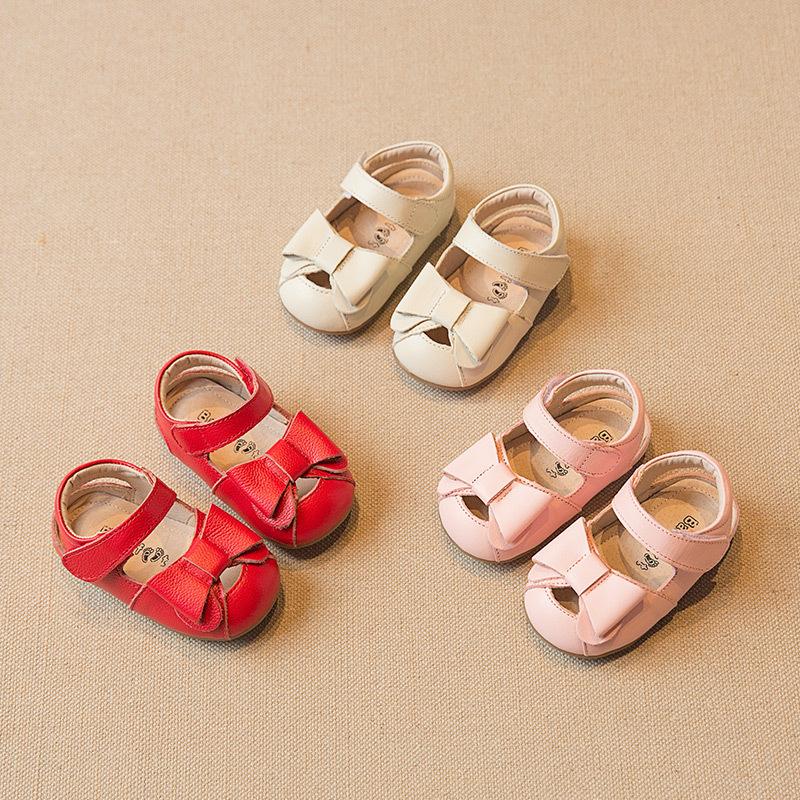 

New Genuine Leather Bow Baby Girls Shoes Anti-slip Bottom Lovely Baby Moccains Newborn First Walkers Free Shipping, Beige