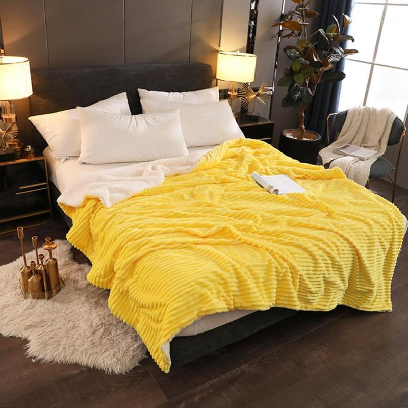 

Flannel Blanket yellow color blankets single queen king size Thickness Throw Blanket Home Textile1