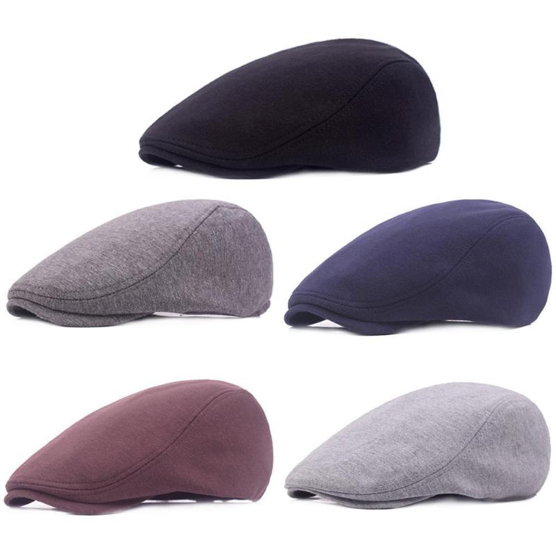 

2020 New Winter High Quality Cotton Beret Hats Men Flat For Men American Newsboy Style European Cap Cap Hat Winter Painter V9P8, White