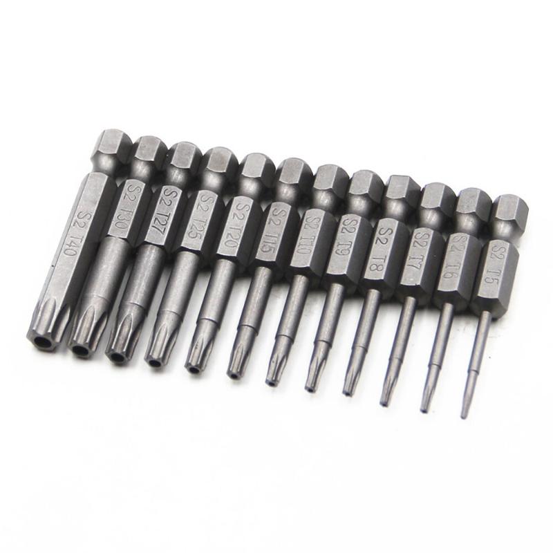 

50mm 8Pcs OR 12Pcs Set Security Tamper Proof Magnetic Screwdriver Drill Bit Screw Driver Bits Hex Torx Flat Head 1/4" Hand Tools
