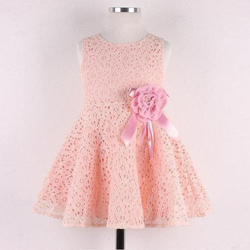 

Kids Sleeveless Flower Lace Dress Girls Kids O-neck Full Lace Floral One Piece Dress Children Princess Party Ropa De Niña, As show