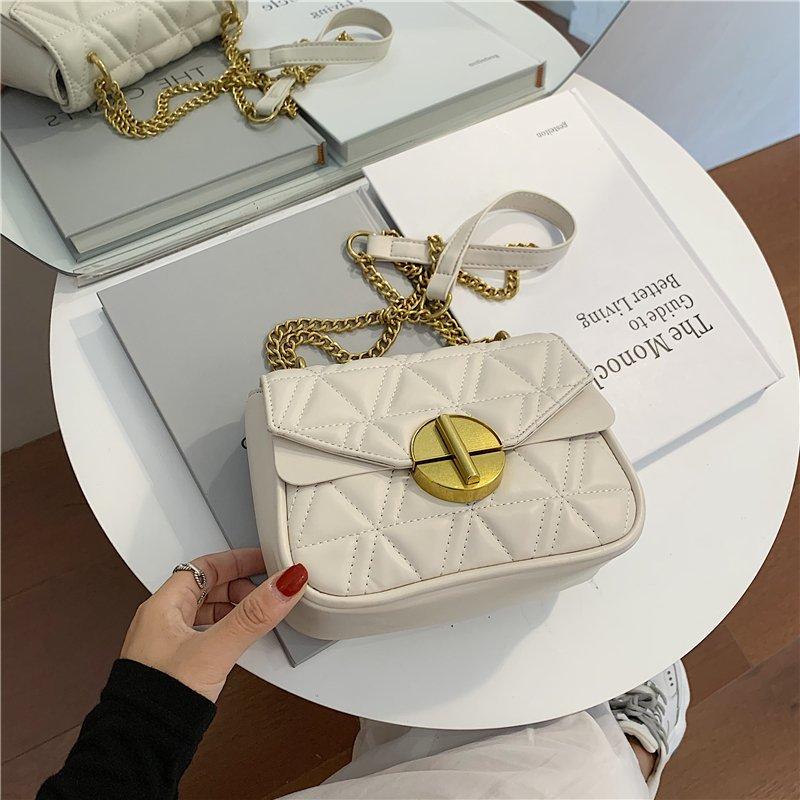 

Fashion Luxury Women Solid Shoulder Bag Lady Metal Chain Messenger Handbag Female Khaki Lozenge Leather Prom Flap Crossbody Bags, Black