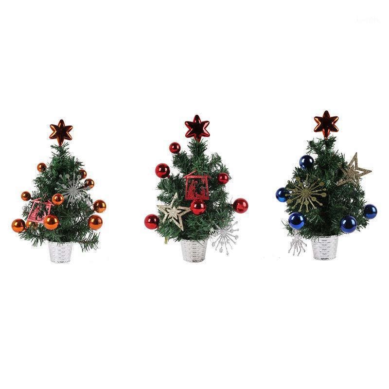 

2 Pcs 35cmPVC Potted Tree Christmas Ornaments Decoration Shopping Mall Counter Desktop Small Potted Tree1
