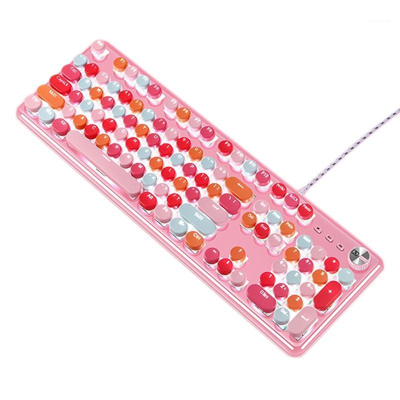 

Mixed Color Version K520 Waterproof Real Mechanical Lipstick Keyboard Net Red Punk Retro Laptop Keyboard1