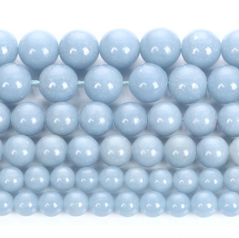 

Other Angelite Natural Stone Beads Round Loose Spacer For Jewelry Making DIY Bracelets Necklace Earring Accessories 6/8/10MM