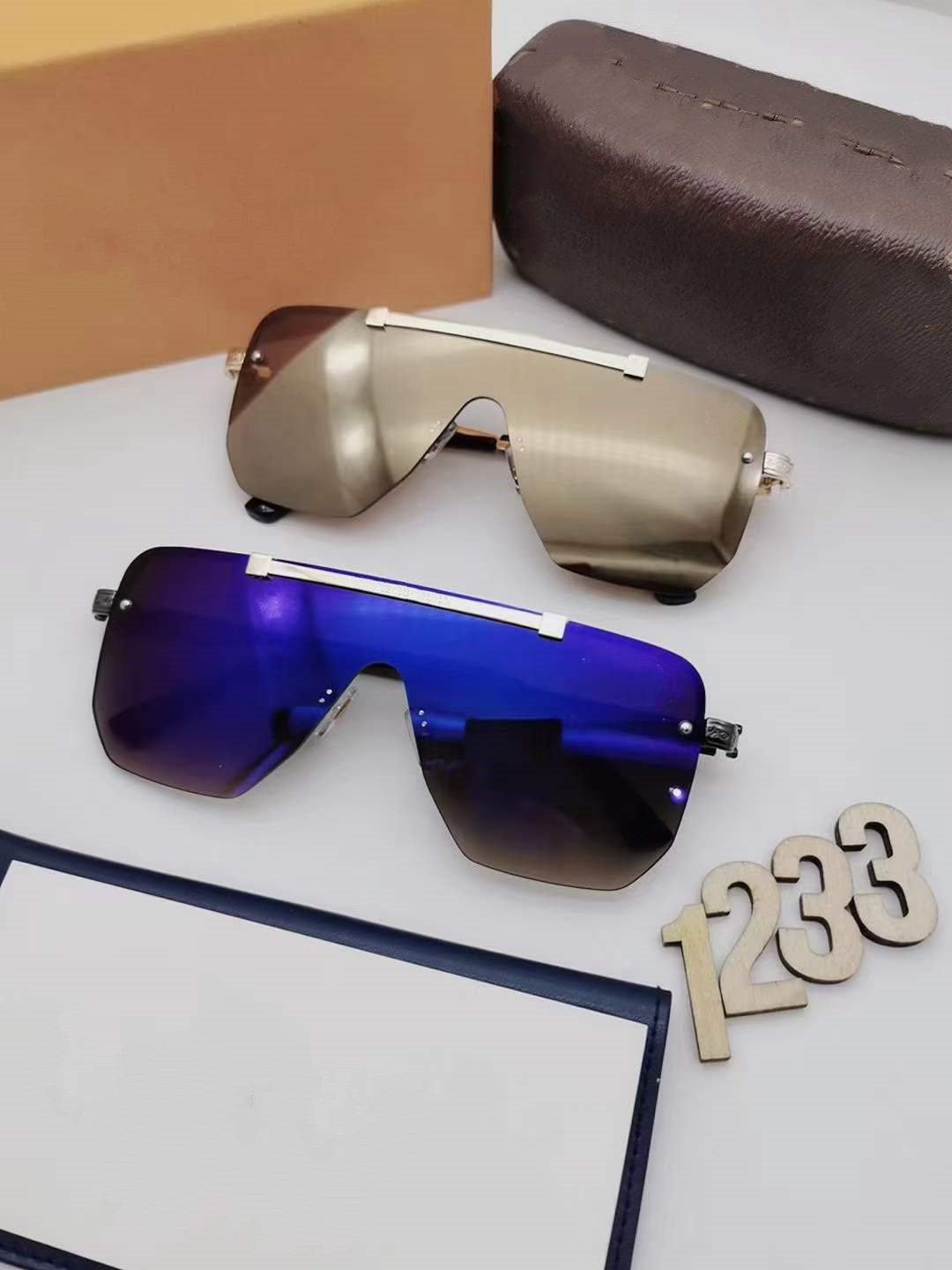 

Hot Sale Brand Design Sunglasses Vintage Pilot Brand Sun Glasses Band UV400 Men Women Ben Metal Frame glass Lens with box 1233, White;black