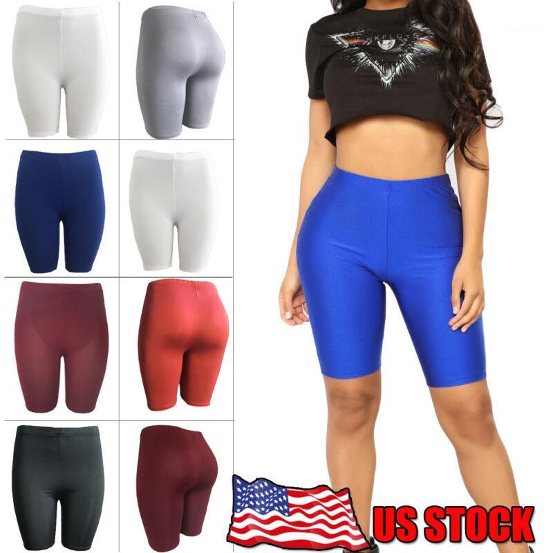 

2020 Hot Women Casual Gym Yoga Shorts Plain Sports Skinny Solid High Waist Elastic Fitness shorts Skinny Quick Dry Sport1, Wine red