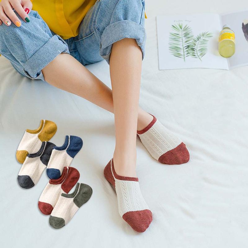

1 Pair Summer Cotton Boat Socks Ladies Japanese Fashion Solid Color Sports Thin Breathable Invisible Soft Socks, Blue
