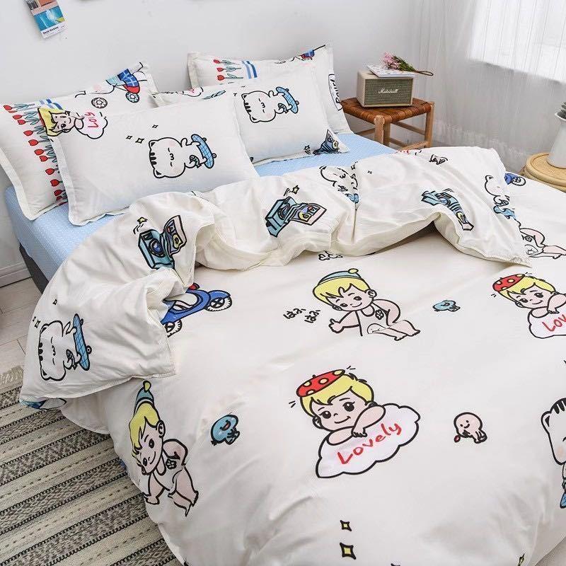 

BBSET Duvet Cover Set Angel baby Bed Sheet Quilt Cover Pillowcase 4PCS Bed Sheet Double Supplies Home Decoration, 11