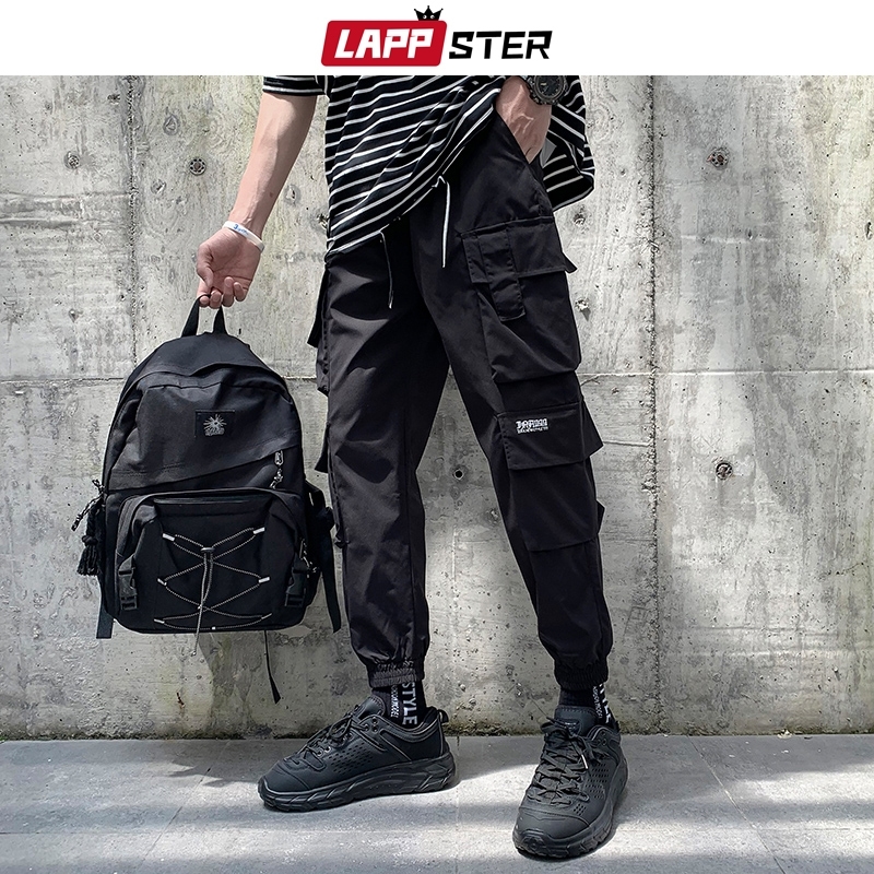

LAPPSTER Men Japanese Streetwear Cargo Pants Overalls Mens Pockets Hip Hop Joggers Pants Black Fashions Sweatpants 5XL 201116