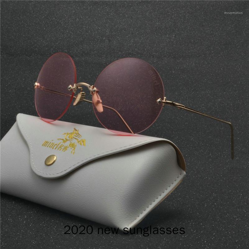 

2020 Round Rimless Luxury Sunglasses Men Women Fashion Shades UV400 Vintage Glasses Small Frame Candy Color Female Sunglasses NX1