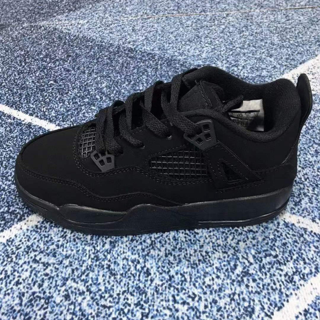

4 4S Kids Basketball Shoes Boys Girls Children Outdoor Sports Jogging Walking Sneakers Black Cat Bred White Oreo Toddlers Infant Running Athletic Trainers 28-35