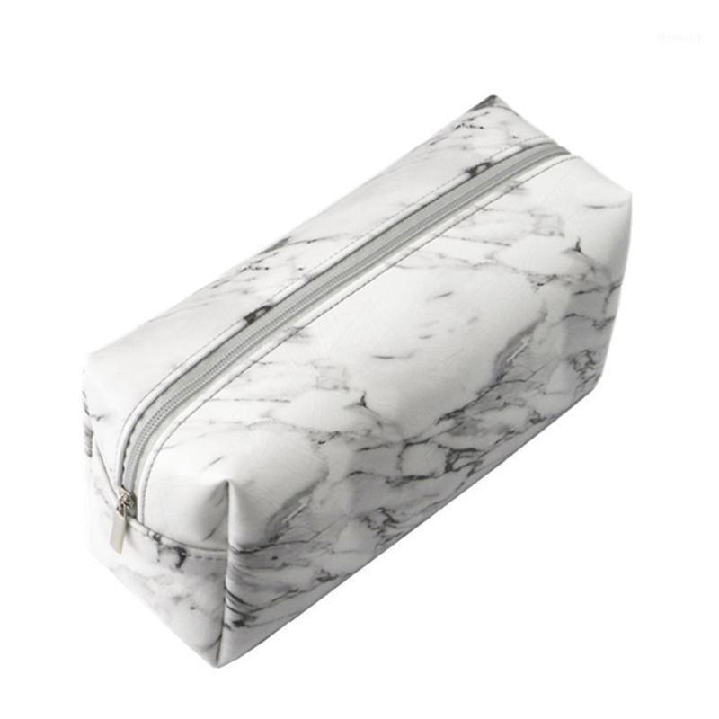 

Pencil Case Marble Grain Protective PU Leather Travel Wear Resistant Waterproof Large Capacity Women Portable Zipper Makeup Bag1, As pic