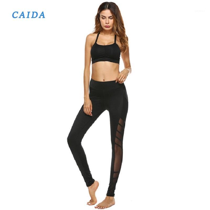 

CAIDA Side Mesh Women' Leggings Black Cotton Perspective Trousers Fashion High Waist Push Up Legging Workout1
