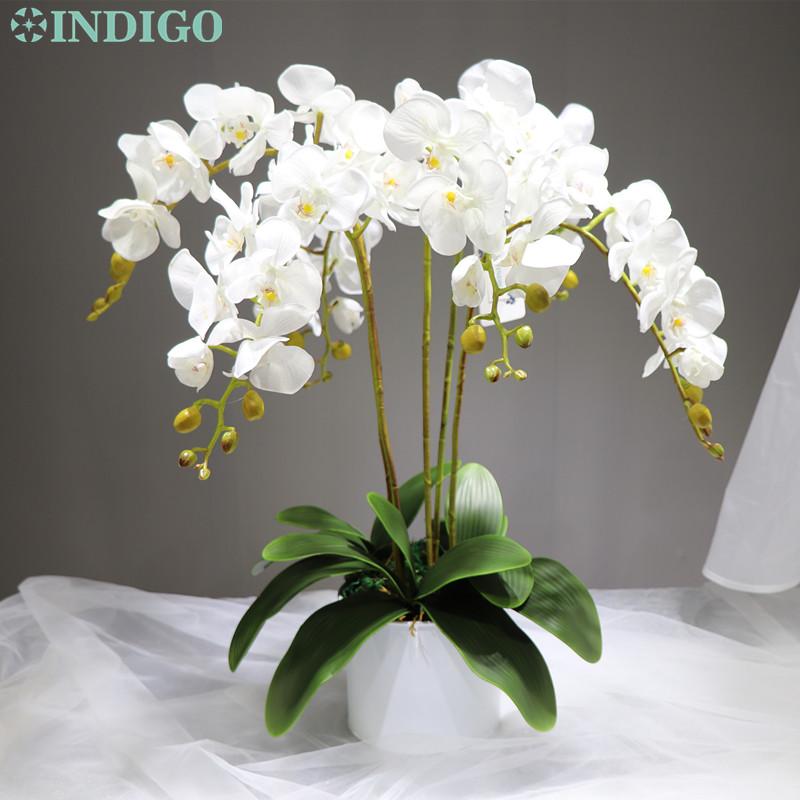 

INDIGO- 1 Set Orchid Flower Arrangment With Pot Real Touch Flower Office Table Decoration Wedding Party Event Hotel Centerpiece, 1 set without pot