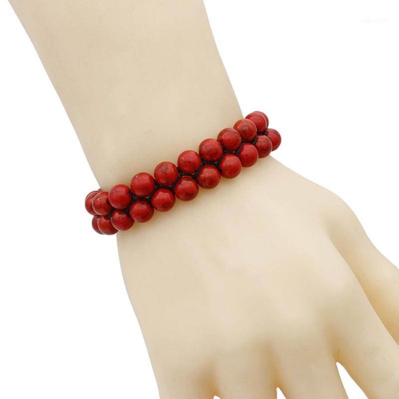 

Double Layers Beaded Bracelet New 8mm Volcanic Stone Synthetic Bracelets Woven Rope Fashion Jewelry1