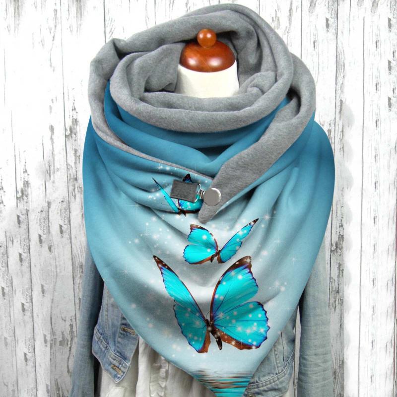 

Scarf Women Winter Scarves Butterfly Printing Scarf Fashion Multi-Purpose Shawl Warm Button Soft Wrap Scarves Shawls