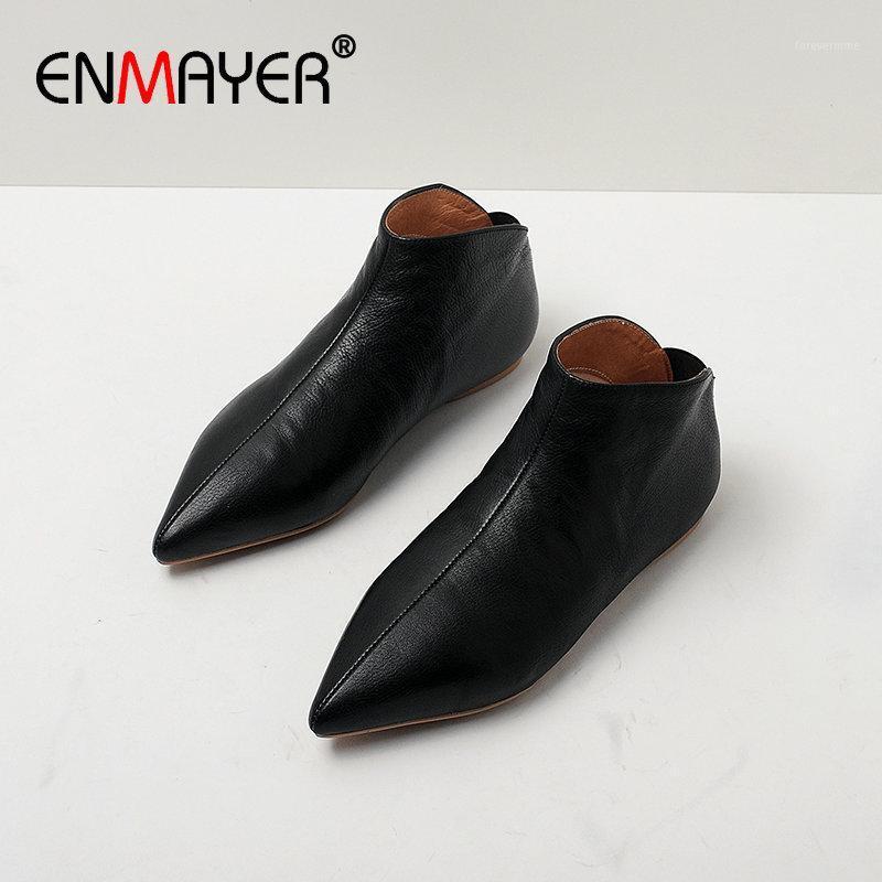 

ENMAYER 2020 Slip-On Short Plush Women Shoes Basic Patent Leather Round Toe Winter Boots Women Zip Warm Fur Ankel Boots1, Black