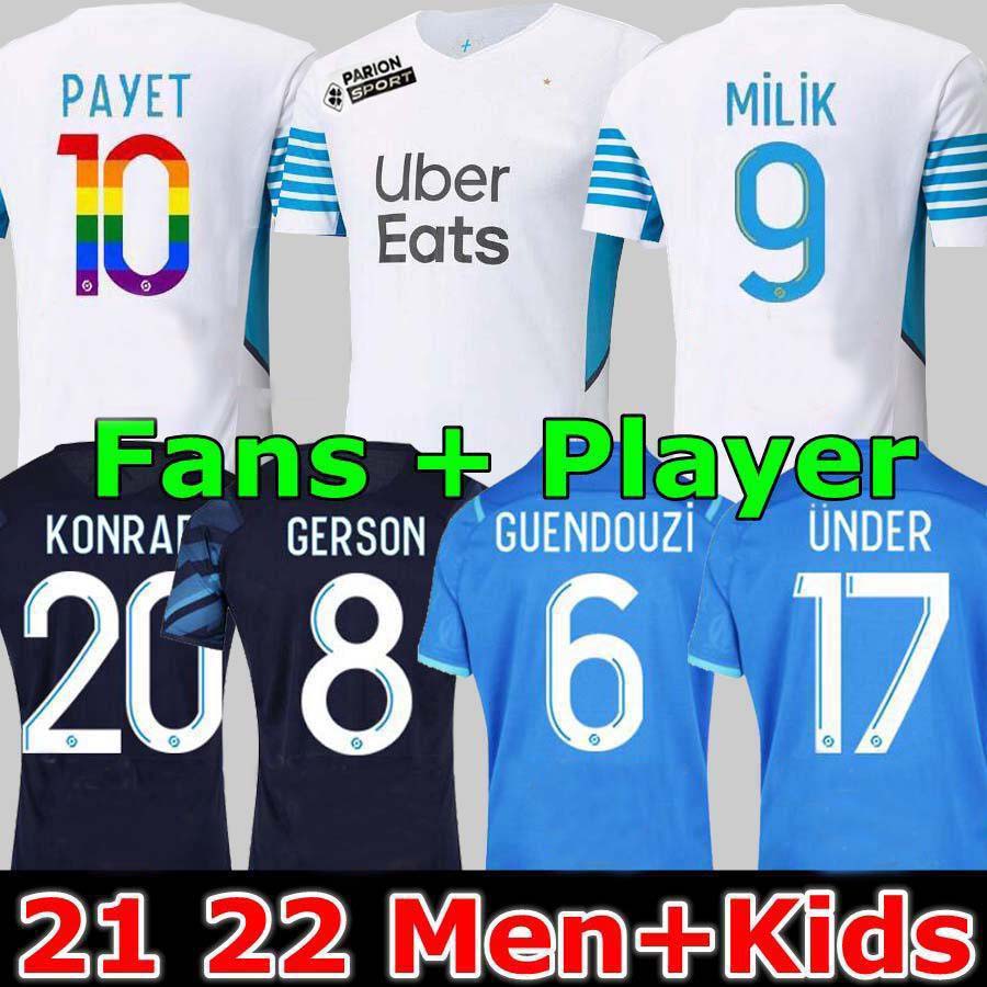 

21 22 soccer jerseys 2021 2022 Marseille MILIK maillot foot CUISANCE THAUVIN BENEDETTO KAMARA PAYET football shirts men+kids kit LUIS HENRIQUE ALVARO, Gk jersey