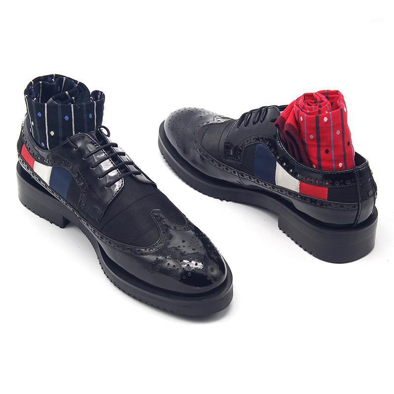 

Brogue Shoes Thick Sole Cowhide Handmade Carved Leather Shoes Men British Style Black Dress Lace Up Business Male Oxfords1, Atte black
