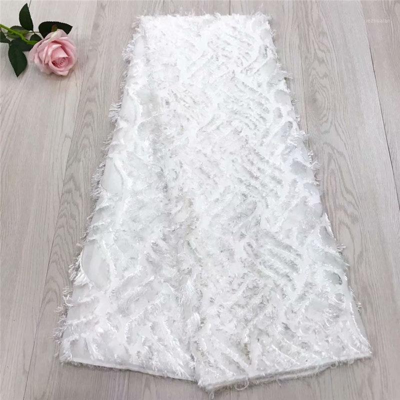 

White Wedding African lace fabrics Wholesale Cheap bridal chiffon net lace for wedding 3d Long hair french fabrics F4-16911
