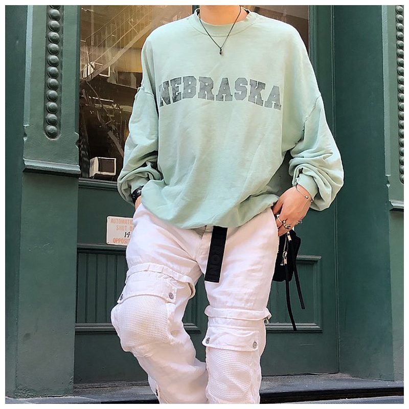 

New 2021 Winter Retro Wash Broken Letter Mint Green Men's and Women's American Fashion Casual Cotton Hoodie 8k3j