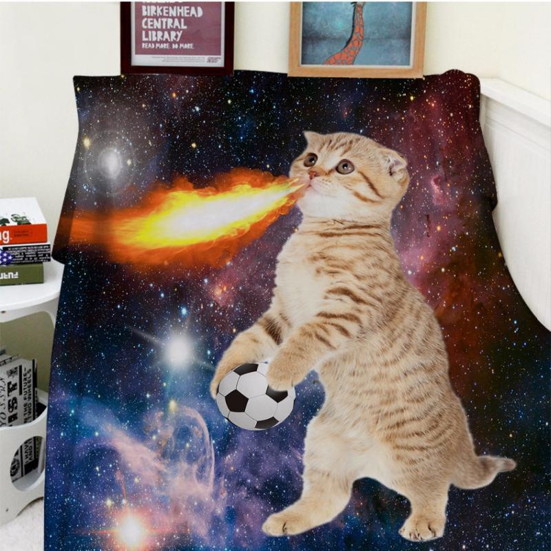 

Blanket plaid Warmth Soft Plush Easy Care Machine Wash Funny Cute cat Coloful Galaxy nebula flame soccer Plaids on the Sofa Bed