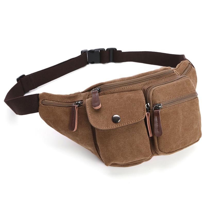 

Boshikang Men's Waist Bag Fashion Wild Crossbody Bag Multi-function Large Capacity Portable Mobile Phone Men's, Khaki
